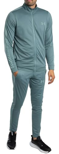Under Armour Rival stickad träningsoverall för män, bekväm och snabbtorkande topp och joggingbyxor med fickor, träningsoverall för träning och fritidskläder, Jasper blå/serpentin/serpentin, SM