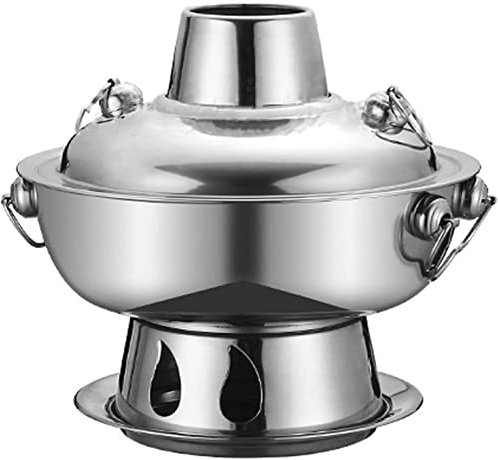 Holzkohle-Vintage-Kupfer-Shabu-Shabu-Topf, Edelstahl-chinesischer Shabu-Hot Pot-Kocher, traditioneller Schmortopf, Suppentopf, Kochgeschirr für Partys zu Hause und Familientreffen (24 cm), S