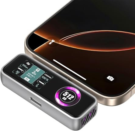 Unidad SSD portátil externa magnética ZIKE Z791C de 512 GB con ventilador integrado, grabación de video ProRes 4K a 120 fps, USB 3.2 Gen 2 de 990 MB/s, carga PD3.0 de 27 W, compatible con iPhone 16/15