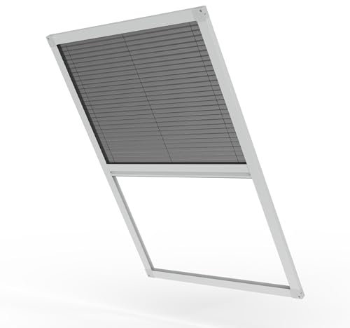 Fliegengitter Plissee Dachfenster nach Maß – Insektenschutz für schräge Dachfenster zum vertikalen Schieben, Innenmontage an Wand oder in der Leibung – Fiberglasgewebe & Aluminiumprofile