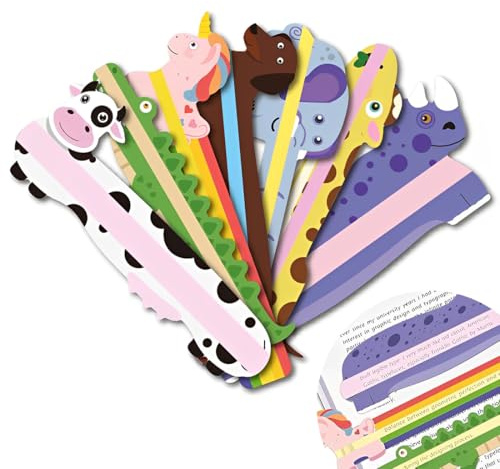 LAJUP Lot de 7 règles de lecture colorées - Bandes de marquage colorées - Dyslexia Rule - Bandes de lecture - Marquage - Bandes colorées - Aide à la lecture pour enfants, école primaire