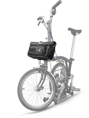 Rhinowalk Brompton Bike Handlebar Bag, 4L Roll-Top with Quick-Release Mount, Convertible Shoulder Bag, Waterproof with Rain Cover (Black)
