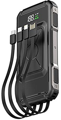 15W Fast Qi Wireless Charger Power Bank 30000mAh 22.5W QC PD 3.0 Fast Charging Powerbank for Outdoor Camping,Black