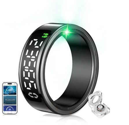 Smart Ring 5.Generation【JZ5.1-Chip & 0% Messfehler】【Militärgeprüftes Titan - Design & IP68】Fitness Ring - 30-Sprachen - Support Smartringe für Damen & Smart Ring Herren für Android IOS Schwarz #8
