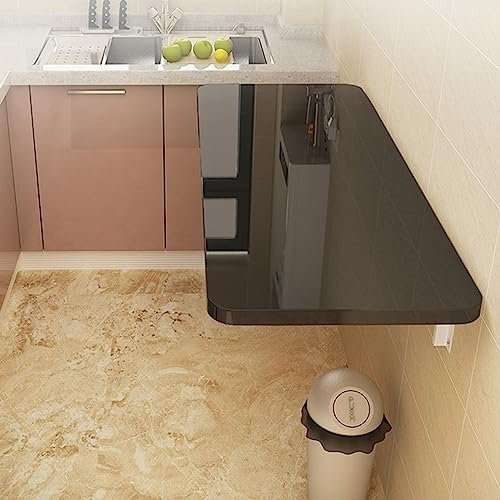 XCHSXYL Wandklapptisch, Kleiner Esstisch, Wandtisch aus Holz, robuste Halterung, Stabiler, robuster Wandtisch für Küche, Waschküche, Restaurant und Größen (Farbe: Schwarz, Größe