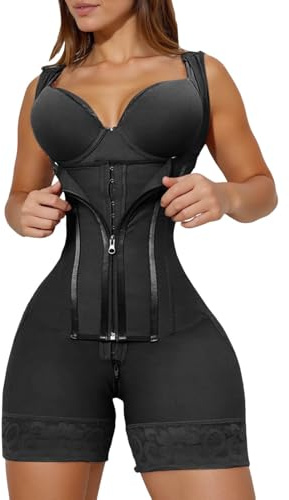 Cexiakong Shapewear para mujer de color sólido corsé con cremallera cintura alta control de abdomen levantamiento de glúteos moldeador de cintura Body Body