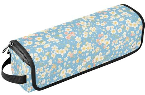 Aesthetic Flores Blue Hair Tools Travel Bag with Iron Mat Waterproof Curling Iron Travel Case for Hot Tools Curling Iron Flat Irons Hair Volumizer Styler Women Essentials Storage