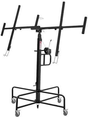 DKIEI Plasterboard Lifter with Lockable Wheels, 11FT Portable Drywall Hoist Jack Tool, 68KG Lifting Capacity Heavy Duty Drywall Lifter, Black