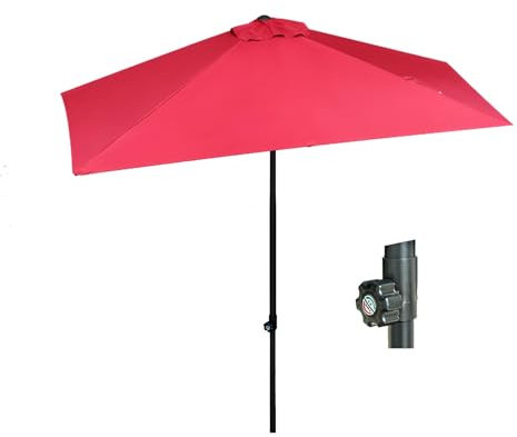 Sombrilla semirrectangular ajustable para balcón, 250 x 130 cm, 5 varillas, perfecta para espacios pequeños y montaje en pared, parasol para exteriores, patios, jardines y balcones