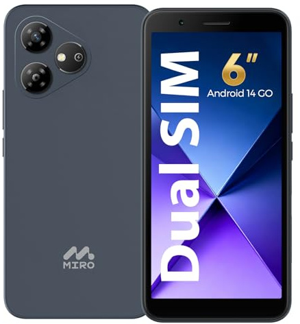 MIRO 4G Cell Phone - New Android 14 Go Edition Smartphone, 6 Display, 2GB+32GB (256GB Expandable), 3000mAh Battery, 5MP+2MP Camera, Dual SIM, 3.5mm Headphone Jack(Blue)