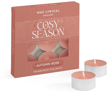Wax Lyrical Autumn Rose Tealights | Elegant & Romantic Fragrance | Floral & Exotic Oud Notes | Box of 9 Tealight Candles