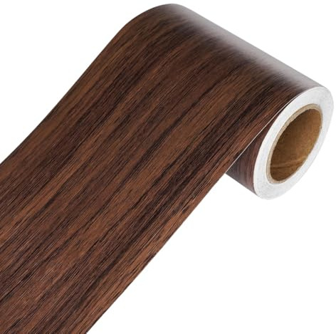 YENHOME Bordi Adesivi per Pareti in Carta Legno Marrone Scuro 7.6x1500cm Bordi Carta Adesiva per Mobili Legno Vinile Impermeabile per Salle de Bain Cornici Specchi Comodini Bordo Adesivo Pareti Muro