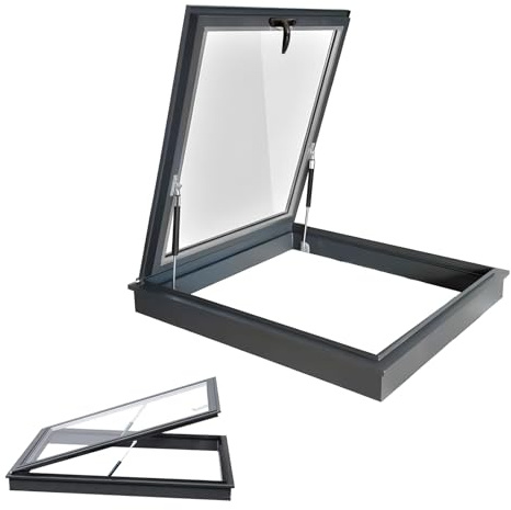 Lucernario per tetto, Finestra da tetto con vetro temperato, Soffitta finestra per uscita sul tetto copertura, ventilazione botola da tetto, Cantina porta di osservazione sicurezza (68 * 78cm)