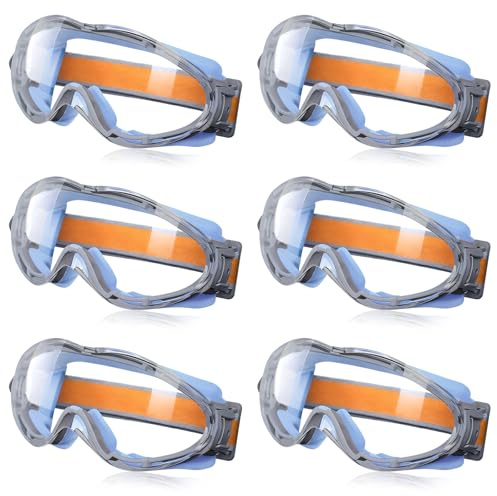 Zythrem Safety Glasses for Work 6Pcs Eye Protection Glasses Anti Fog Protective Goggles Safety Goggles Over Glasses for Construction DIY Lab Chemistry Outdoor Sports Kids Adult