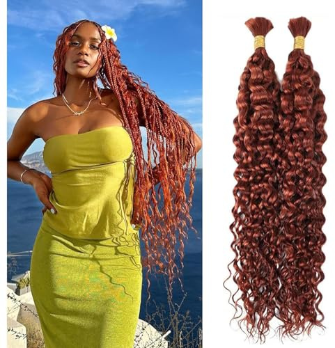 Extensions de cheveux humains pour tresses bohèmes, cheveux humains ondulés en vrac pour tressage 12A, cheveux humains vierges bouclés pour tresses bohèmes sans nœuds (350#, 50,8 cm, 100 g (50 g x 2