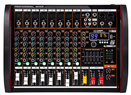 Mesa Mezclas, Mezclador profesional de 8 canales, consola mezcladora, USB, ordenador + número de fuente de alimentación de 48V, mezclador de rendimiento en vivo