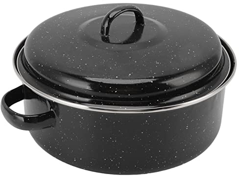 BAOFUYA Sartén para Batatas, Sartén Antiadherente de Hierro Esmaltado, Perfecta para Asar Batatas y Castañas en Hornos, Duradera para Chefs Caseros (Cubierta de hierro 26CM)