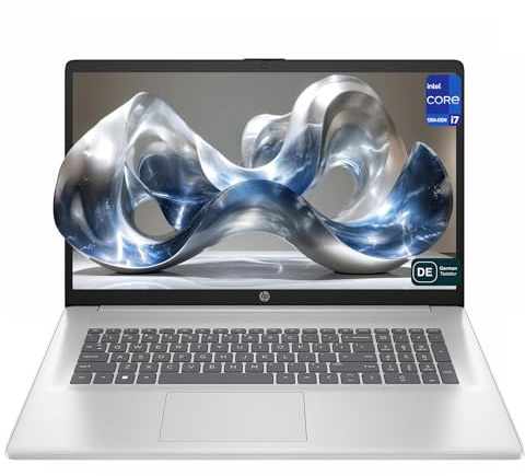 HP 17 Business Laptop, Intel Core i7-1355U, 32 GB DDR4 RAM, 1 TB PCIe SSD, 17.3 FHD (1920x1080) Display, Intel Iris Xe Grafikkarte, QWERTZ Tastatur, Windows 11 Home, Silber