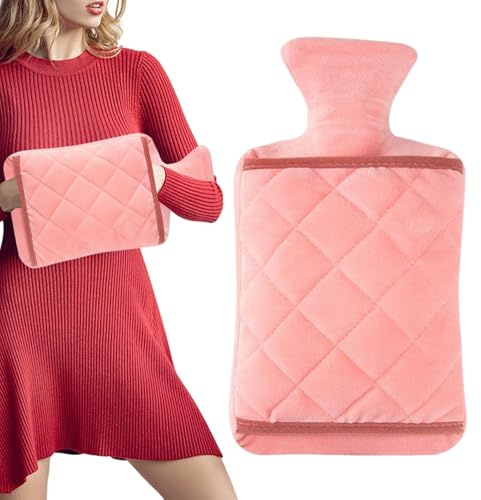 Bolsa de agua caliente | Recargable con bolsillo para las manos – Bolsa de agua caliente de invierno con cubierta | para camping, desplazamiento, dormitorio, escuela, estudiantes, adolescentes, niñas