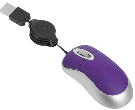 MAJORMENCH Souris Optique Filaire USB Rétractable 1600 Dpi Mini Souris Portable pour Bureau et Ordinateur Portable, Violet