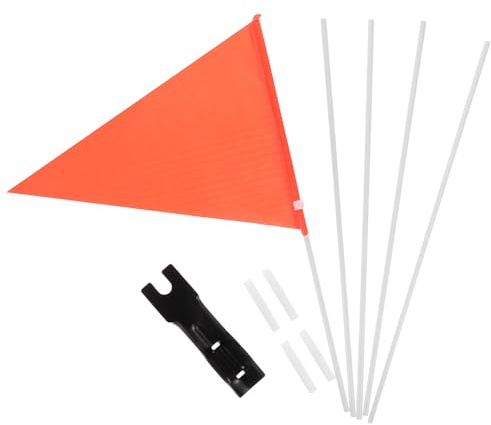 ERINGOGO Cycling Safety Flag with 21.5x28.5cm Orange Banner and 0.6x38cm Telescopic White Pole, Portable Bike Flag Accessory with Mounting Fixators for Outdoor Visibility and Vehicle