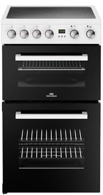 New World NW FDO 444412057, 50E,50cm, LED Clock & Programmable Timer, Electric, Four Zone Ceramic Double Oven Freestanding White Cooker- HxWxD (90x49x59cm) - 1 Year Warranty