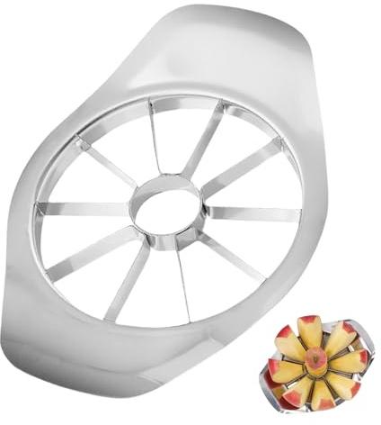ZenithQuest Stainless Steel 2-in-1 Apple Cutter Corer & Slicer, 8 Ultra-Sharp Blades Fruit Slicer with Ergonomic Handle, Home Kitchen Tool for Round Fruits & Vegetables