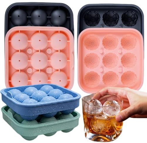 CHSEEO Football Ice Ball Mould 4x9-Cavity Silicone Ice Cube Tray with Lid for Freezer, 1.29 Ice Sphere Molding for Whisky, Cocktail and Party Drinks, Gift for Husband, Father and Male Friends