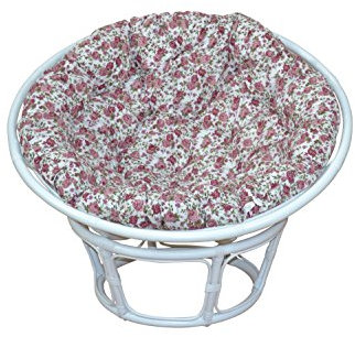 moebel direkt online Papasansessel, Durchmesser 100 cm Sessel mit Kissen weiß