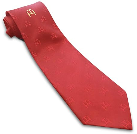 THE MASONIC COLLECTION – Royal Arch Chapter Polyester Krawatte in Rot – mit Triple Tau Symbolen – Besser knoten und aufhängen – Ideale Freimaurer Geschenke für Männer
