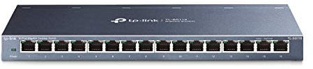 TP-Link 16 Port Gigabit Ethernet Network Switch, Desktop/ Wall-Mount, Fanless, Sturdy Metal w/ Shielded Ports, Traffic Optimization, Unmanaged (TL-SG116)