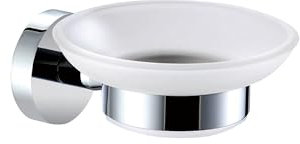 Round Soap Dish Holder Wall Mounted Bathroom Glass Holder Stainless Steel 18/10, Polished Finish