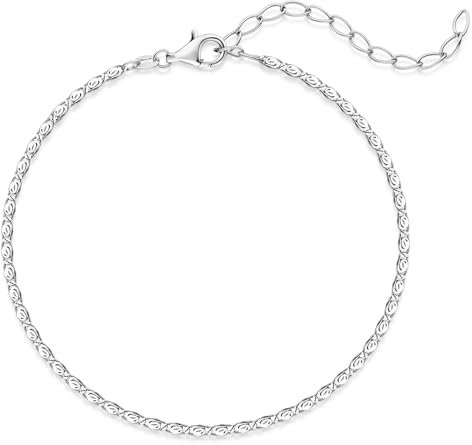 MATERIA Frauen Herren Armband Silber 925 - S-Panzerkette 1,8mm dünn 18-23cm Länge verstellbar diamantiert SA-25-Silber