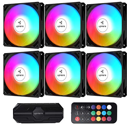 upHere 120mm LED RGB mit Fernbedienung Silent Lüfter für Gehäuselüfter PC,NK1206-6