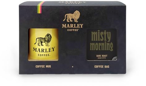 Marley Coffee Gift Set, Misty Morning Ground Coffee & Marley Coffee Mug, 227g, Presentation Gift Box, From The Marley Family, Dark Roast Coffee