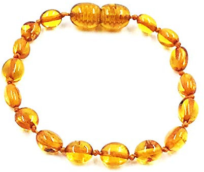 Amber Jewelry Shop Bernstein Armband/Fußkettchen aus baltischem Bernstein, handgefertigt, 100% echte Bernsteinperlen, Größen 14 cm (Orange)