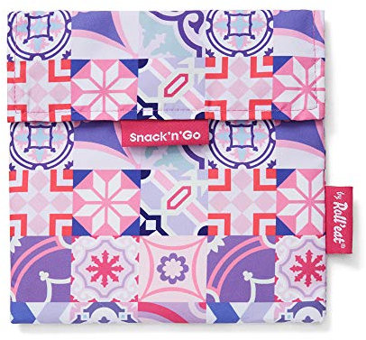 Roll'eat ® | Porta Sandwich Reutilizable, Bolsa Ecológica sin BPA, Porta Bocadillo de Color Rosa - Snack'n'Go Patchwork