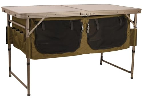 Fox Session Table with Storage 120x60x68cm - Tisch Campingtisch, Angeltisch fürs Kochen und Zubereiten von Mahlzeiten mit Stauraum