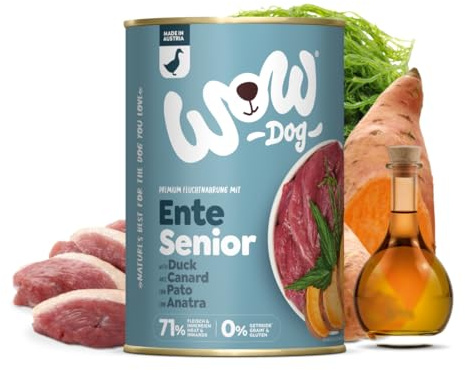 WOW Dog Senior Nassfutter mit Ente 6 x 400g | ohne Getreide & Zucker