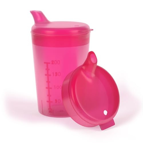 Horn Medical Gobelet avec bec verseur avec 2 couvercles (grande et petite ouverture), aide à boire, 250 ml, couleur au choix (rouge)