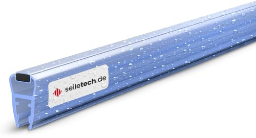 Seiletech.de Magnetdichtung UM04 – 2 m – Dichtung für 6mm 7mm 8mm Glastür – Transparent – Wasserabweisprofil – Duschabdichtung – Duschwand – mit Gummilippe – Schwallschutz – Duschdichtung