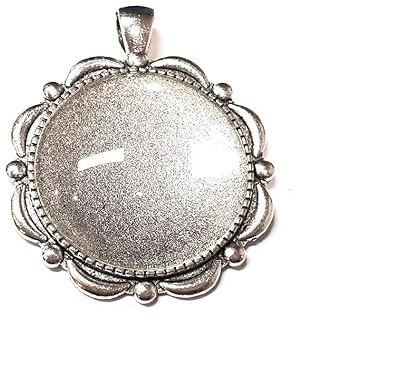 Perlin 8 Teile 4 Stück Fassungen Schmuck Charm Leere Lünette Medaillons Metall Anhänger 30mm Runde 4 Stück Klar Glas Cabochon Fassung Rahmen (Silber)