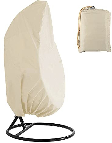 AoHao Hängesessel Abdeckung Wasserdicht 210D Oxford, Schwebesessel Abdeckung Hängesessel Schutzhülle mit Kordelzug, 190x115cm Abdeckung Für Schaukelstuhl Sonnenschutz Wetterschutz Schutzhülle (Beige)