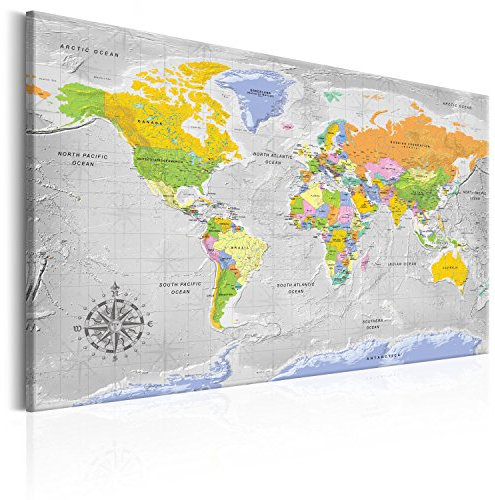 B&D XXL - Akustikbild englische Weltkarte Bilder Akustikschaum Hochleistungsschallabsorber Schallschutz Leinwand 1 tlg Wandbild Raumakustik Schalldämmung Lernkarte Landkarte