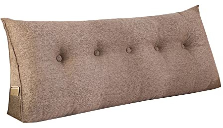 RAKTOV Schlichtes dreieckiges Lesekissen, großes Rückenlehnenkissen für Bett, Sofa, Tatami, Tagesbettkissen, Keil-Kopfteil-Kissen mit abnehmbarem Bezug, 100 x 50 x 20 cm, Braun