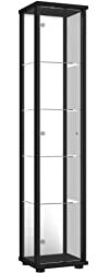 K-Möbel Glasvitrine in Schwarz (176x37x33 cm) mit 4 höhenverstellbaren Glasböden & Spiegel - Modellauto Vitrine Schwarz - Vitrinenschrank Schwarz - Sammlervitrine - Wohnzimmerschrank Regal Schrank