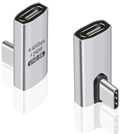 Duttek Lot de 2 adaptateurs coudés USB C mâle vers USB C Femelle,Transfert de données 40 Gbit/s, Charge 240 W, Tablette, téléphone et Autres appareils de Type C
