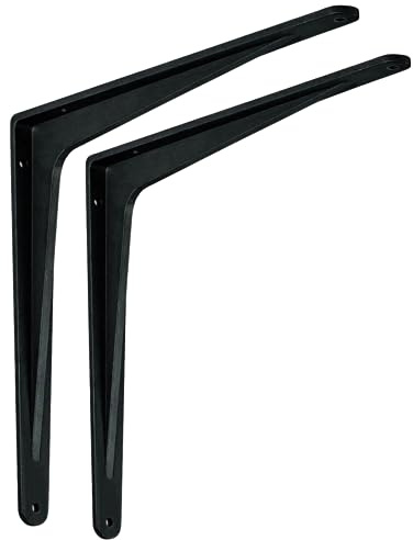 ALPENSTAHL Schwerlastkonsole Aluminium Schwarz matt | Sparta | 2 Stück Schwerlastwinkel für Wandmontage | Winkelkonsole schwerlast: 400 x 350 x 40 mm | Tragkraft: 340 kg | Regalwinkel Schwarz