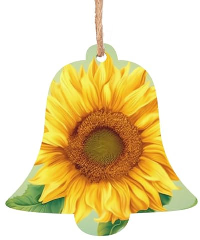 Schöne Sonnenblume Holz Weihnachtsglocke Form Ornamente Holz Weihnachtsbaum Hängende Dekoration Weihnachtsbaum Ornamente mit Seilen für Weihnachten Urlaub Dekorationen