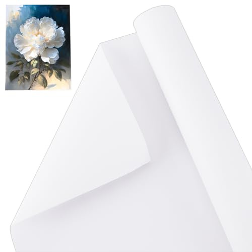 OLYCRAFT Rotolo di Tela Bianca da 37.3cm X 5 m Tela di Cotone con Doppio Primer Rotolo di Tela di Cotone Spesso 0.3mm per Pittura Carta da Gesso con Doppio Primer per Progetti Artistici con Pittura